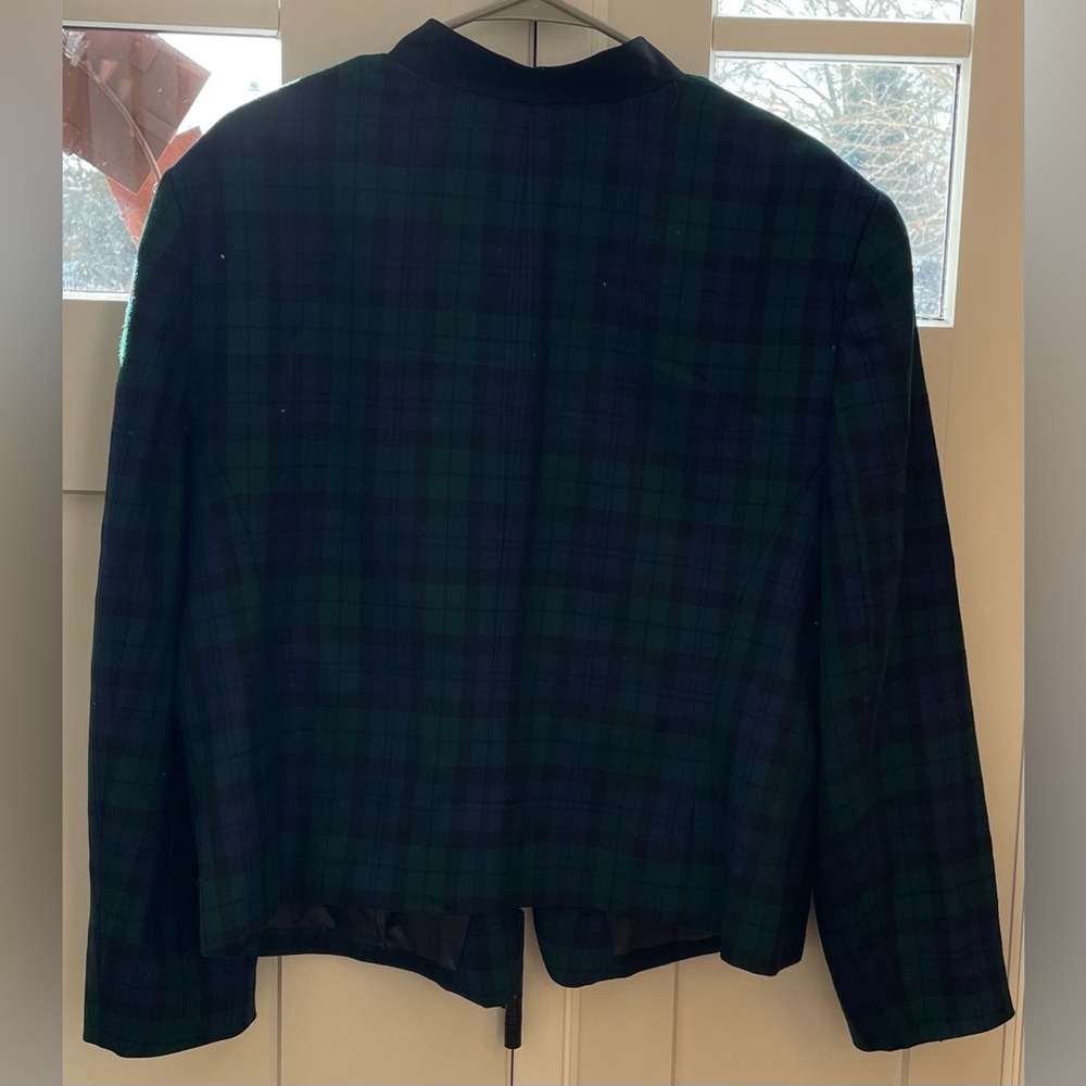 Vintage Pendleton 100% wool blazer blue green plaid black trim classic preppy - Picture 8 of 8
